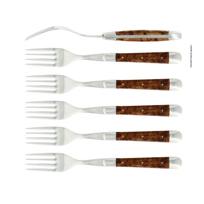 Gabeln mit Griff aus Thuja - 6er-Set