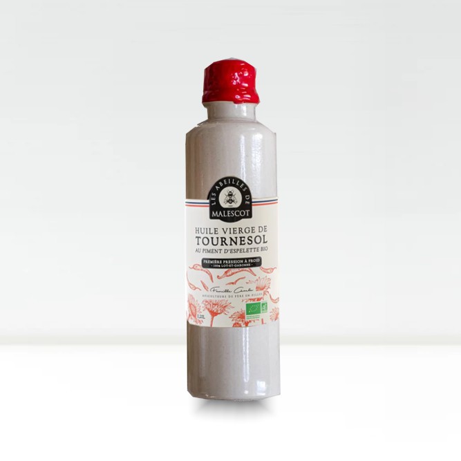 HUILE VIERGE DE TOURNESOL BIO au piment d'Espelette